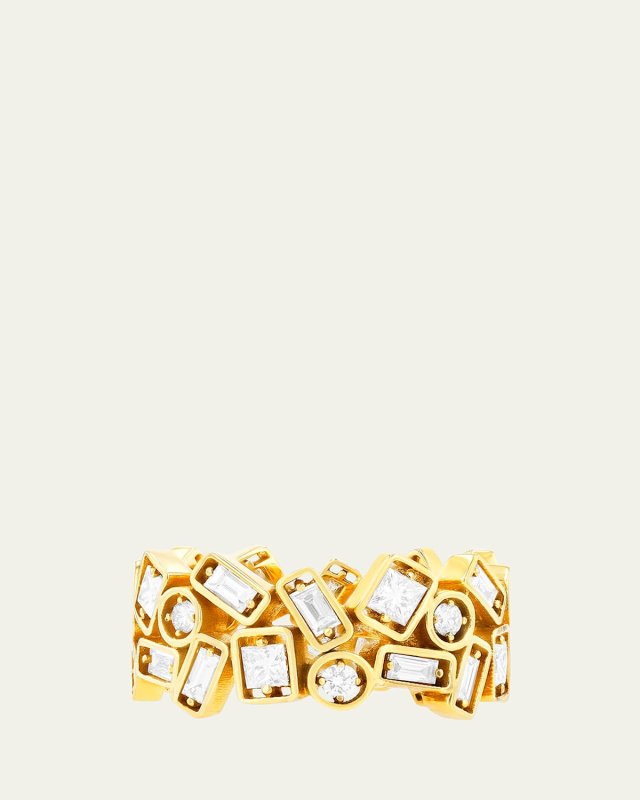 18k Yellow Gold Mosaic Diamond Ring